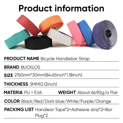BUCKLOS Bicycle Handlebar Tapes Road Bicycle Handlebar Tape Anti-slip Waterproof Cycling Bar Wrap Road Bike Accessories