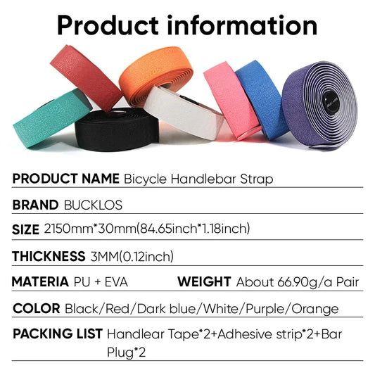 BUCKLOS Bicycle Handlebar Tapes Road Bicycle Handlebar Tape Anti-slip Waterproof Cycling Bar Wrap Road Bike Accessories