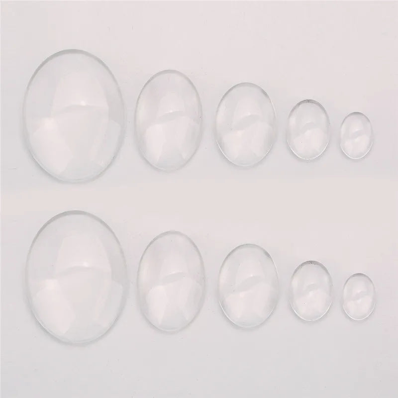 1pack Oval Round Glass Cabochon 30x40mm 6mm 8mm 10mm 12mm 18mm 20mm 25mm 30mm Transparent Clear Flatback Cameo Jewelry Making