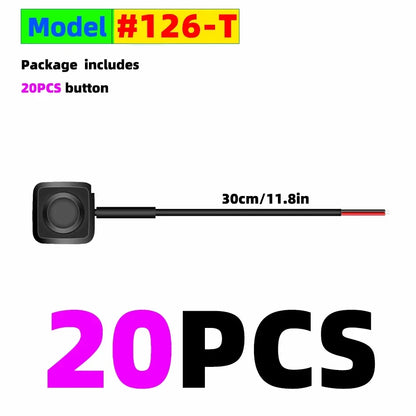 Momentary Push Button Switch ON/OFF 12V/24V Surface Mount Mini Round Black Button for Horn, Doorbell, Temporary Control - 20P