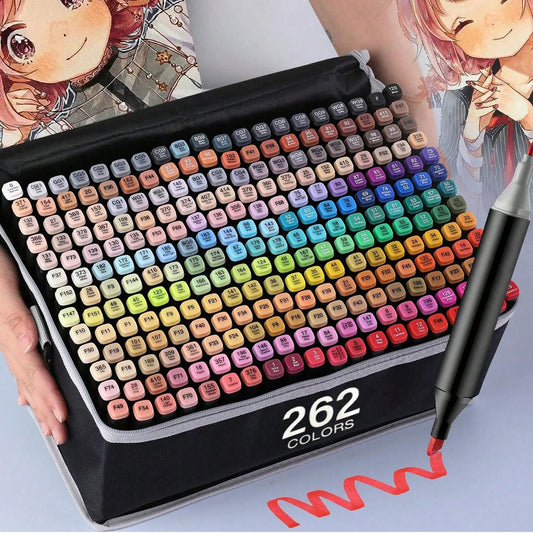 24-262 Colors Alcohol Drawing Markers Dual Tip Permanent Art Sketch Markers for Illustration School Supplied