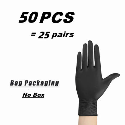 10/20/50/100PCS Black Nitrile Disposable Gloves for Work Latex Free Home Cleaning Glove Textured Mechanic Tattoo Hair Dye Bea