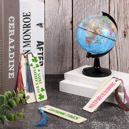 10/20/60Pcs Wood Bookmark Bulk Blank Hanging Label Wooden Bookmarks Sign Unfinished Label Ornaments With Tassel Ropes DIY Cra