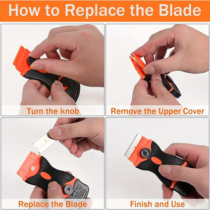 21pcs Razor Blade Scraper Double Edge Razor Scraper Remover Tool with Razor Blades for Labels Stickers Decals Removal Tint Vi