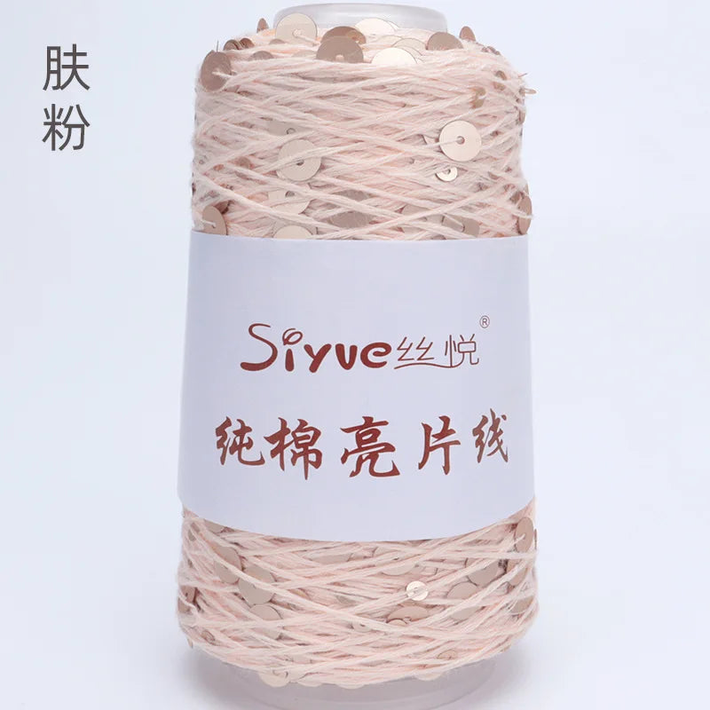 Crochet Sequin Yarn, 100g Cotton Thread, Hand Woven Yarn for DIY Accessories, Knitting Yarn for Fashion Projects, Unique Birt