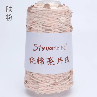 Crochet Sequin Yarn, 100g Cotton Thread, Hand Woven Yarn for DIY Accessories, Knitting Yarn for Fashion Projects, Unique Birt