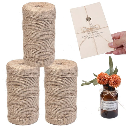 100Meters Natural Jute Rope String Ribbon Crafts DIY Vintage Jute Cord Twine Thread Sewing Gift Party Wedding Home Decoration