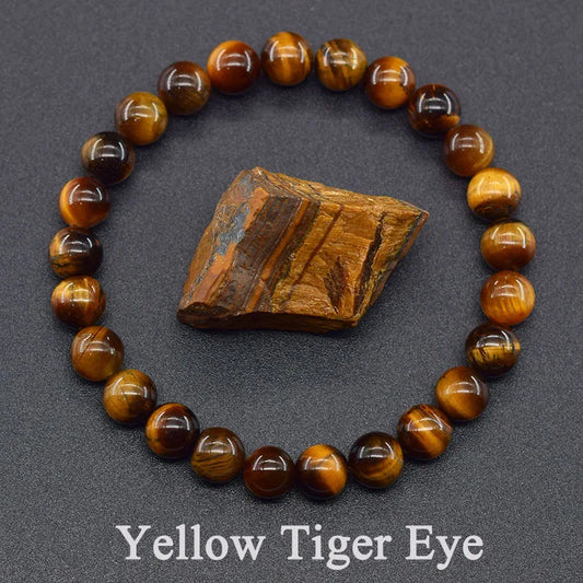 5A Natural Tiger Eye Bracelets Men Women Charm Natural Stone Jewelry Health Protection Soul Healing Couple Crystal Bead Brace