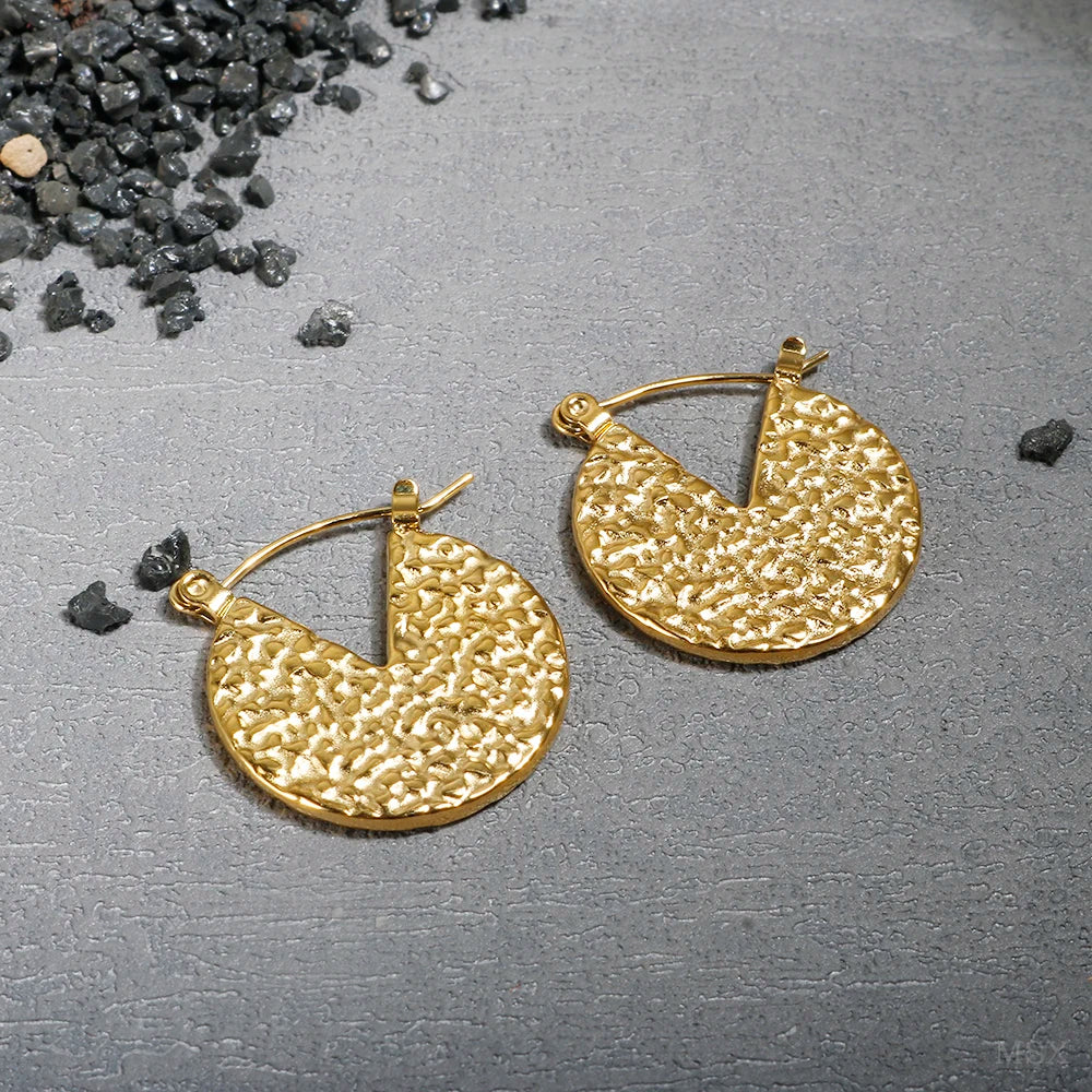 Shiny Zircon Hoop Earrings for Women Trendy Golden Stainless Steel Circle Earring Jewelry Pendientes