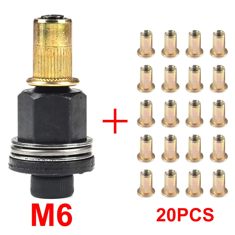 21pcs+1pc Hand Rivet Nut Manual Riveter Nut Tool Accessory for Nuts M4 M5 M6 M8 M10 Simple Installation