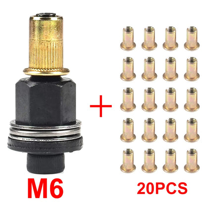 21pcs+1pc Hand Rivet Nut Manual Riveter Nut Tool Accessory for Nuts M4 M5 M6 M8 M10 Simple Installation