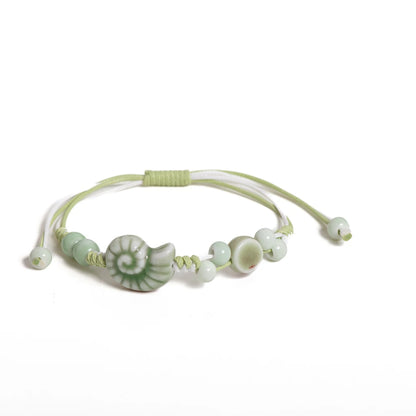 Handmade Ceramic Seashell Bracelet Adjustable Vintage Ocean Style Minimalist Jewelry Gift for Couples 154 - S00154F