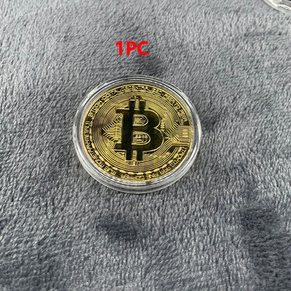 Gold Plated Bitcoin Coin Collectible Art Collection Gift Physical Commemorative Casascius Bit BTC Metal Antique Crafts Imitat