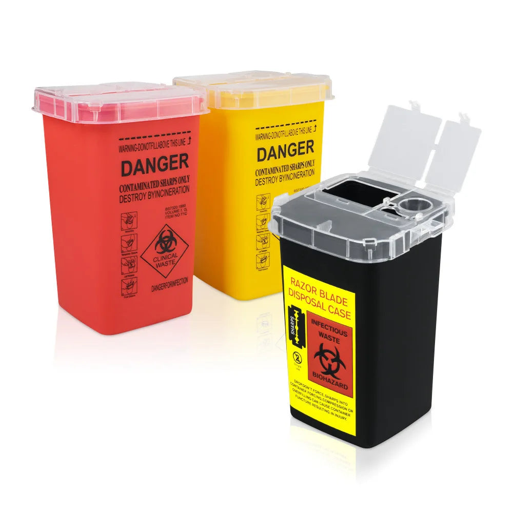 1L Yellow Red Black Tattoo Medical Plastic Sharps Container Needle Disposal Waste Box Tattoo Needle Tips Accessories