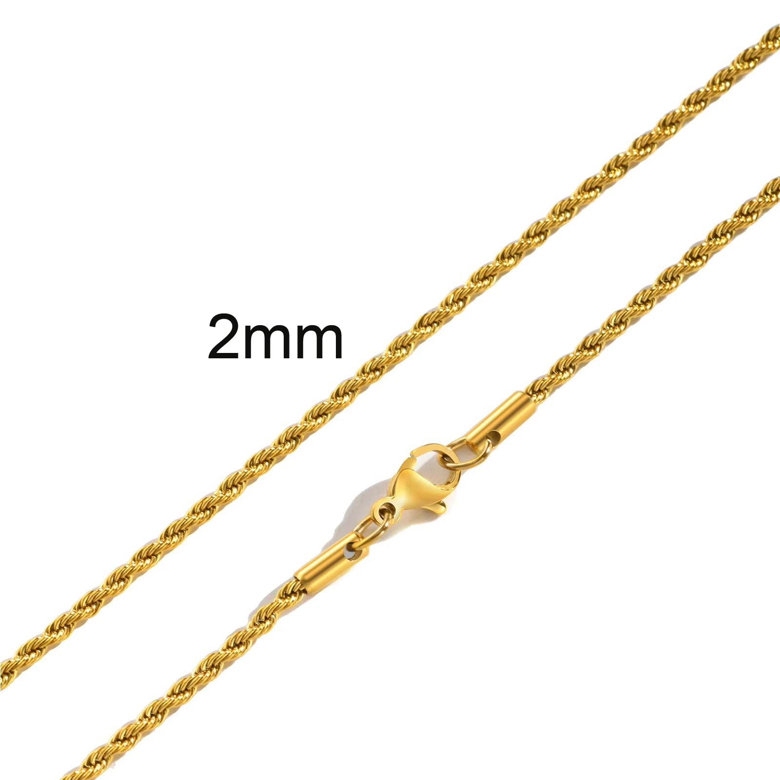 Punk Vintage Rope Chain Necklace for Men Women,Gold Color Stainless Steel Braided Twisted Chain,Hip Hop Casual Jewelry