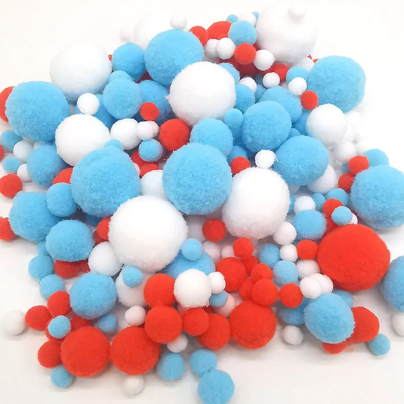 8-30mm Pom poms Multi-Colored Pompoms Soft Fluffy Puff Pompom Balls for Kid DIY Creative Craft Wedding Decor Sewing Supplies 
