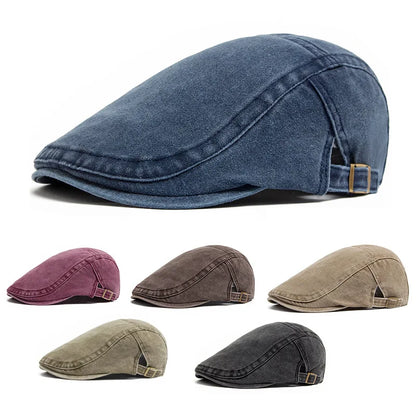 Vintage Painter Beret Unisex Fashion Flat Visor Cap Casual Autumn Retro Cotton Solid Newsboy Hat Summer Adjustable