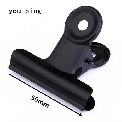 New 50mm 38mm 31mm 22mm Multicolor Round Metal Clamp Paper Clips Student School Office Supplies - Black -50mm