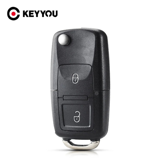 KEYYOU 2 Buttons Remote Flip Folding Car Key Shell for VW For Volkswagen MK4 Bora Golf 4 5 6 Passat Polo Bora Touran
