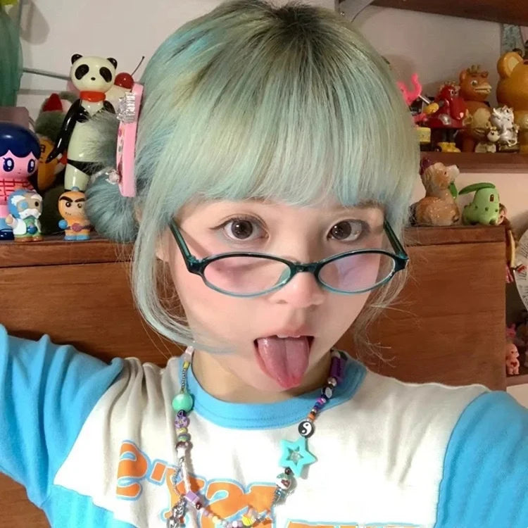 Y2K Retro Oval Square Glasses Colorful Small Frame Glasses Frame Women Anti Blue Light Computer Glasses Vintage Eyeglasses