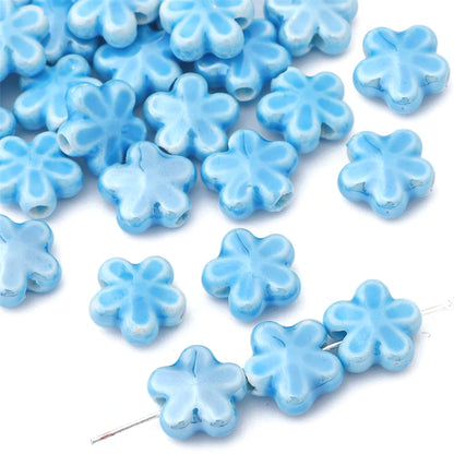 10Pc 12mm Handmade Colorful Flower Shape Ceramic Loose Spacer Beads Charm for Bracelet Necklace Earring DIY Jewerlry Making