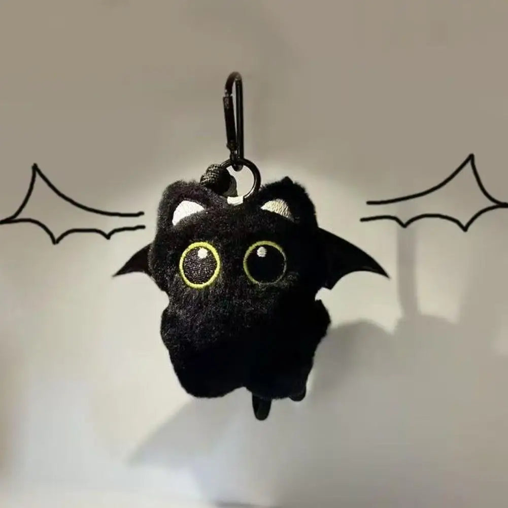 Cute Plush Black Cat Doll Toy Keychain Bag Pendant Charms Car Keyring Accessories For Women Couples Gift