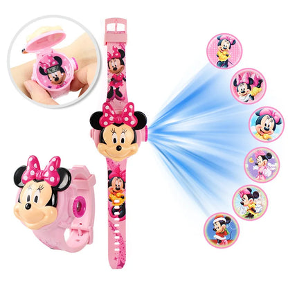 3D Cartoon Stitch Kids Watches For Girls Projection Unicorn Mickey Children Watch Digital Clock Gift montre enfant