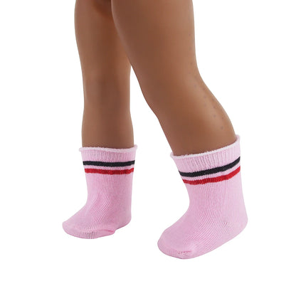 Doll Accessories Socks Heart Stripe Solid Color Knit Doll Socks For 43cm Baby New Born&18 inch American,OG Girl Doll Toy - BE