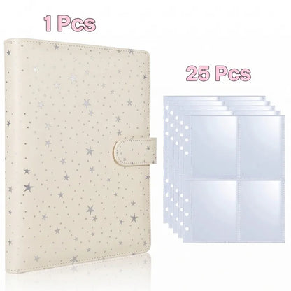 25pcs Page(4 Grids) Photo Card A5-Binder Kpop Photo Albums Idol Cards Loose-leaf Collect Book Binder Photocard Holder - White