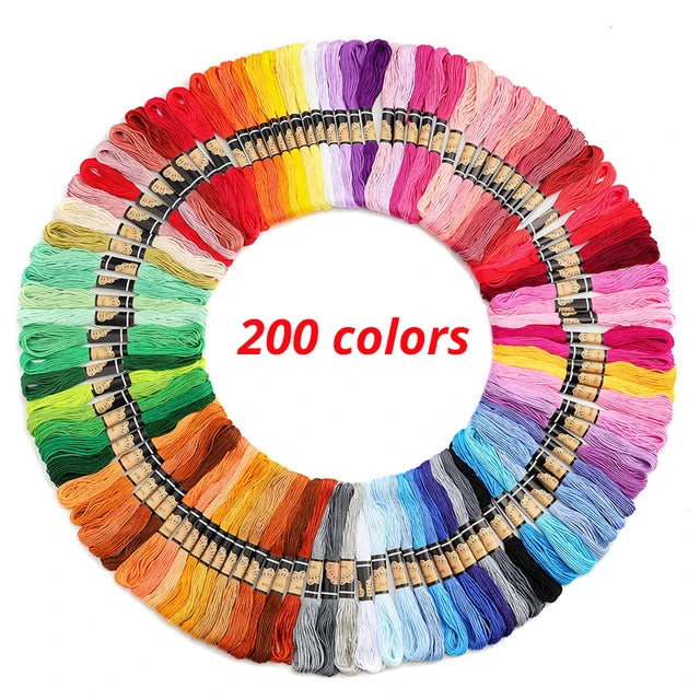 50/100/150/200/447Pcs Multicolor Embroidery Thread Cross Stitch Floss Threads Cotton Sewing Skeins Skein Kit DIY Sewing Tool