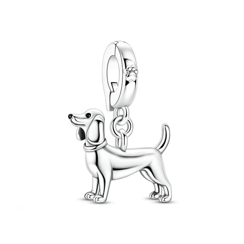 Original 925 Sterling Silver Charms Love Pets Dog Cat Paw Print Pendant Beads Fit Brand Bracelets Necklaces Women DIY Jewelry