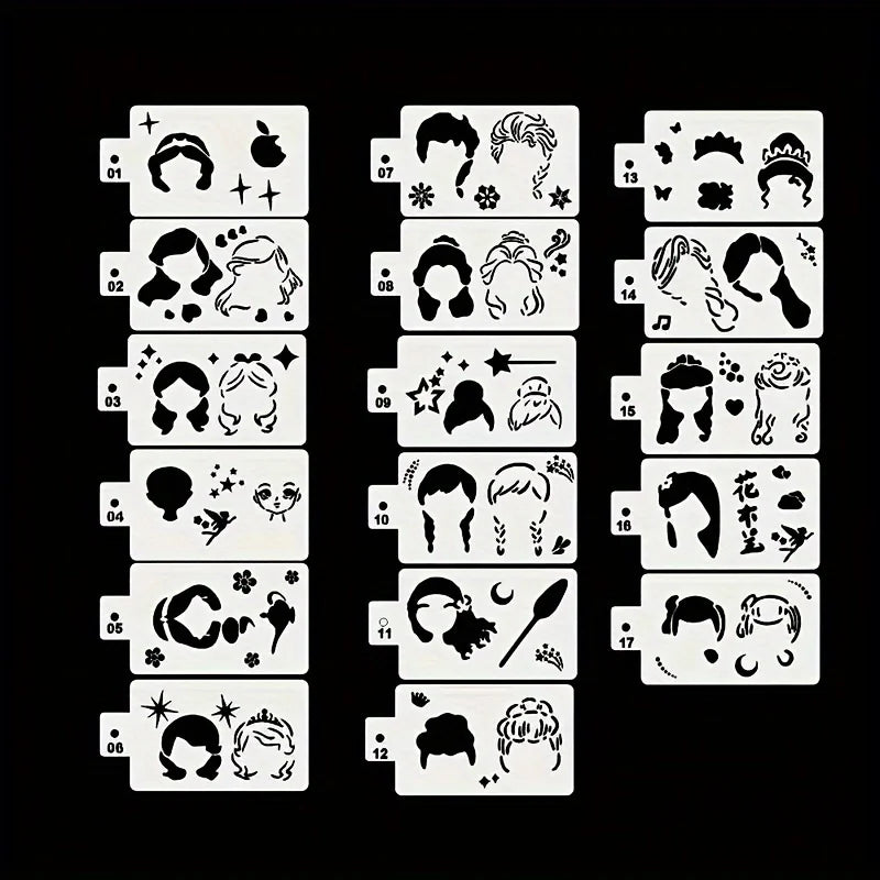 17 Painting Templates for Body Painting, Hollow Templates for Holiday Party Makeup and Body Art Painting, Reusable Makeup Pai