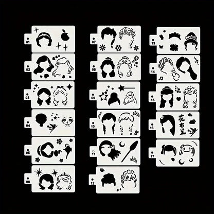 17 Painting Templates for Body Painting, Hollow Templates for Holiday Party Makeup and Body Art Painting, Reusable Makeup Pai