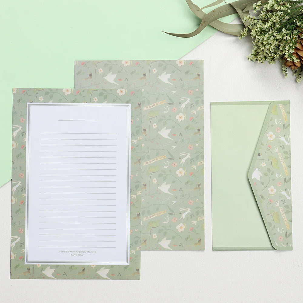 6Pcs Differrent Design Writing Paper With 3Pcs Envelopes Cartoon Pattern Vintage Floral Letter Stationery School Office Suppl