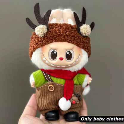 17cm Cute Mini Plush Doll'S Clothes Outfit Accessories For Korea Kpop Exo Labubu Idol Dolls Christmas Knitted Sweater Kid Gif