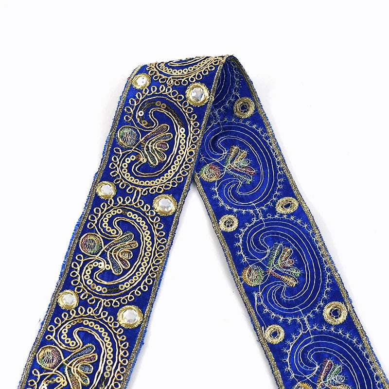 2/5/10Yards 5cm Sequins Embroidery Lace Trim Jacquard Ribbon Webbing Clothes Dress Decoration Trimming Sewing Craft Accessori