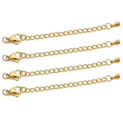 10pcs Stainless Steel Extension Chains with Lobster Clasps Connector Link Necklace Tail Making DIY Bracelet Accessories Suppl