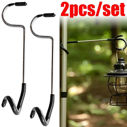 Stainless Steel Light Stand Holder Hooks Portable Tent Pole Lamp Hanger Hunting Fishing Lantern Hanger Outdoor Camping Tools