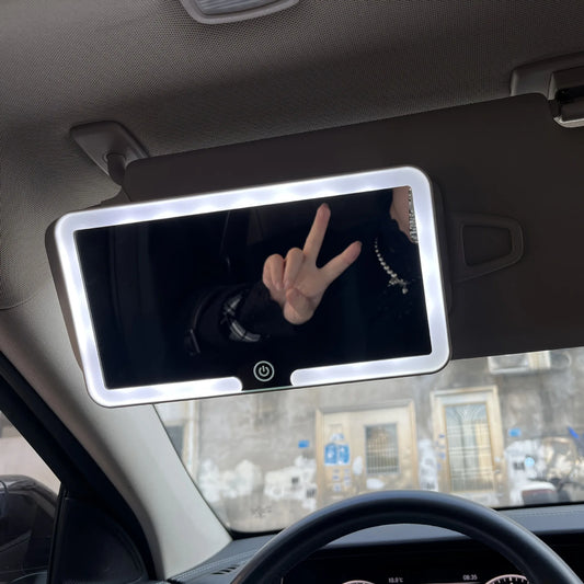 Car Interior Mirrors Sun Visor Plate LED HD Makeup Mirror for Girls Women Rechargeable Fill Light Universal Thin Vanity Mirro