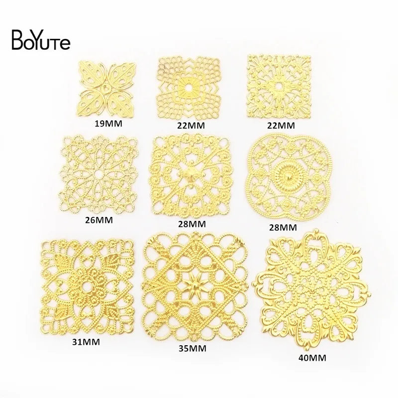 BoYuTe Filigree Mix Styles Metal Brass Stamping Butterfly Flower Filigree Findings DIY Hand Made Jewelry Accessories