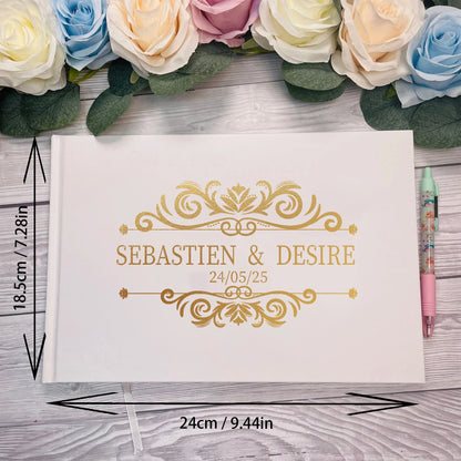 Personalized Guest Book for Wedding Noble Message Photo Album Simple Elegant Horizontal Wedding Reception Signing Book Party 
