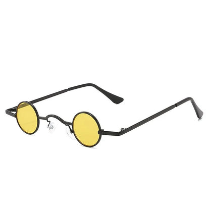 Vintage Rock Punk Man Sunglasses Classic Small Round Sunglasses Women Wide Bridge Metal Frame Black Lens Driving Eyewear