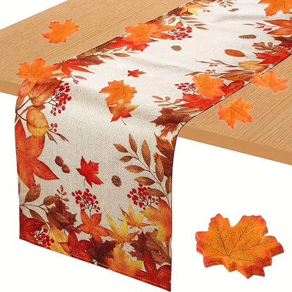 Autumn Leaves Thanksgiving linen Table Runners Fall Maple Leaf Dresser Scarf table decor holiday wedding party dining home de