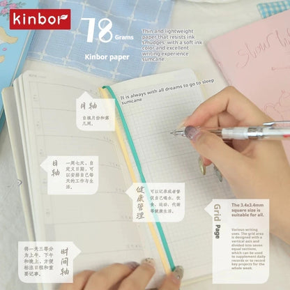 Kinbor Original Undated Weekly Planner, Illustrated Hardcover Journal with Two Pages Per Week, Portable To-Do List Notebook S
