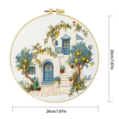 1pc 20X20CM/15X15CM 7.87/6.3inch Beautiful Scenery Embroidery Starter Kit DIY Kit DIY Embroidery Kit Manualidades Craft Paint