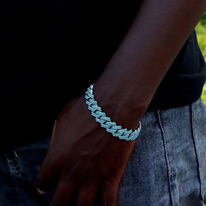 14MM Iced Prong Link Cuban Chain Bracelets for Men Women Full Rhinestones Chunky Miami Cuban Bracelet Punk Hip Hop Jewelry Gi