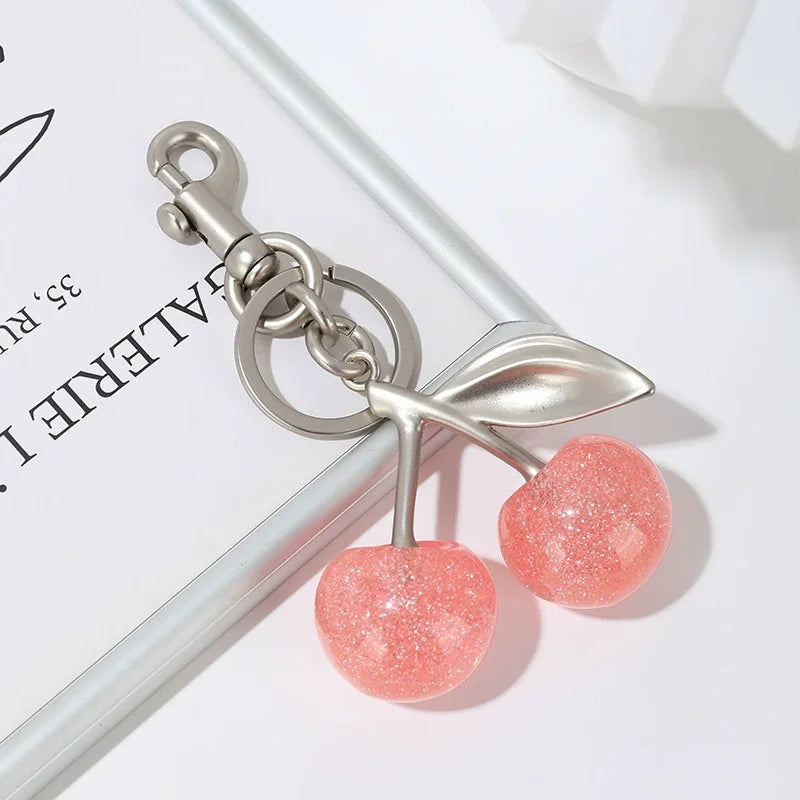 Trendy Red Cherry Pendant Keychain for Women Cute Bag Decorations Multifunctional Jewelry Car Key Accessories Charm Keyring G