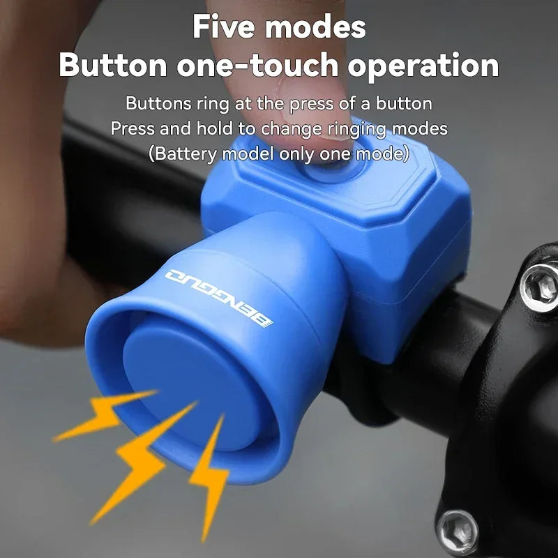 Bicycle Horn Mountain Bike Battery/USB Charging Waterproof Electronic Bike Bell Riding Equipment Children's Scooter Accessori