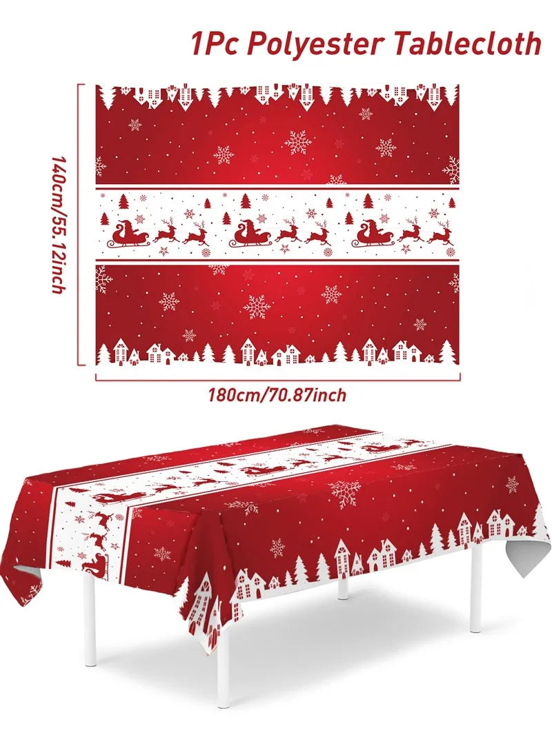 Disposable Christmas Tablecloth Merry Christmas Decors for Home 2024 Table Cover Xmas Ornament Navidad Natal New Year Gift 20