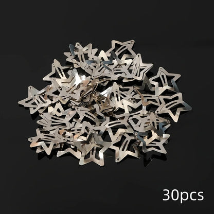 5/15/30/60/100/200pcs Y2K Silver Star Hair Clips for Girls Metal Snap Clip Hairpins Barrettes Hair Grip Jewel Hair Accessorie